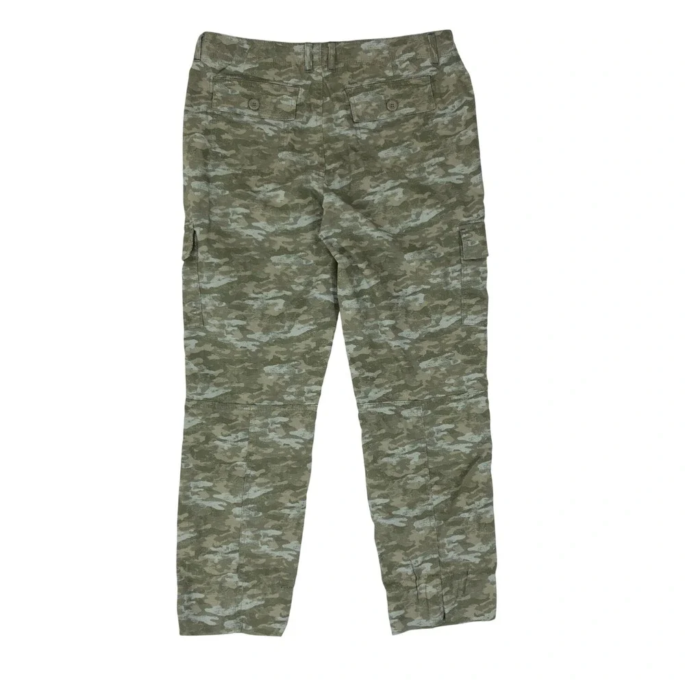 LLBean Cargo Pants Womens Size 12MT Green Camo Favorite Fit Stretch Utility Tall